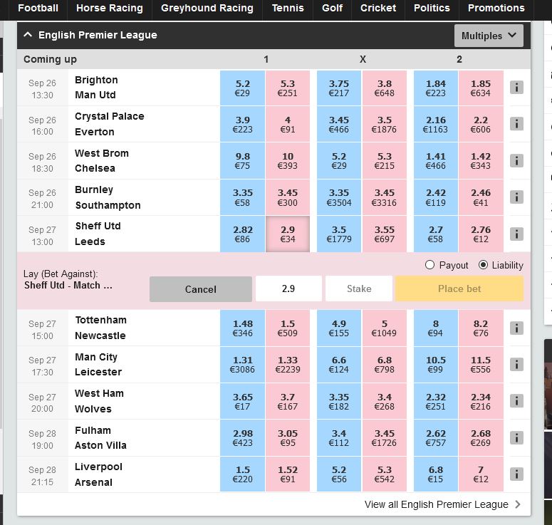 This is what the betfair exchange looks like