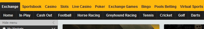 The categories of games offered by betfair